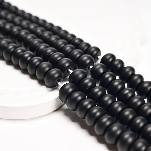 Miniatura 3 de JM Design Cuentas de piedras preciosas sueltas de ónix negro mate con agujero de 0.079 x 0.315 pulgadas, 8 pulgadas, hebra para fabricación