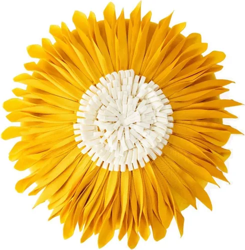 Miniatura 18 de Almohada redonda suave y redonda con forma de girasol, cojín en forma de margarita, hecha a mano, almohada decorativa de flores de felpa suave