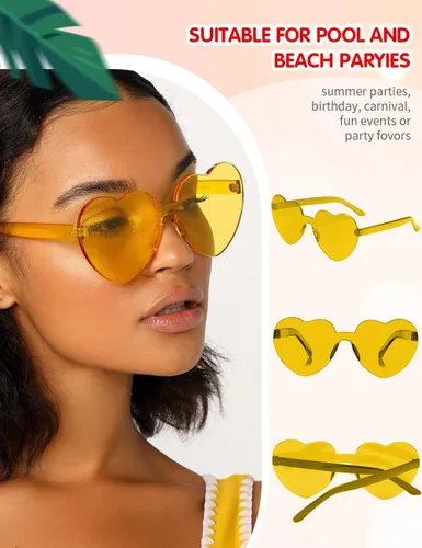 Miniatura 5 de LOHO MAGICA 9 pares de gafas de sol con forma de corazón sin montura en forma de corazón, gafas de sol para fiesta, gafas de sol de corazón
