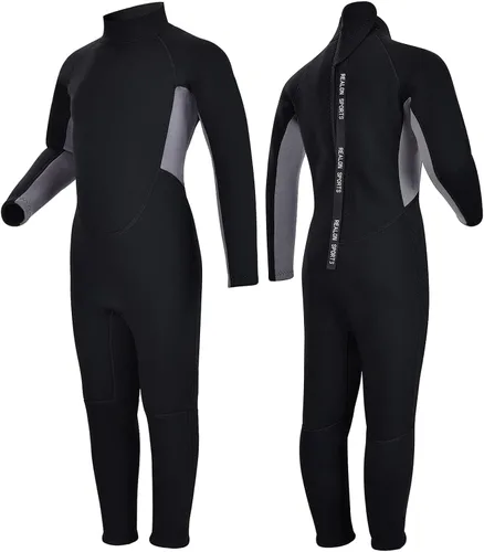Miniatura 13 de Traje de neopreno de 3 mm para niños, niñas, niños pequeños y jóvenes; traje de baño completo térmico para agua fría; cremallera en la espalda
