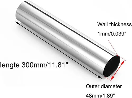 Miniatura 2 de tubo de acero inoxidable, tubo redondo de acero 304 tubo de escape inoxidable 1.969 in OD 0.039 in pared 11.811 in longitud resistente a