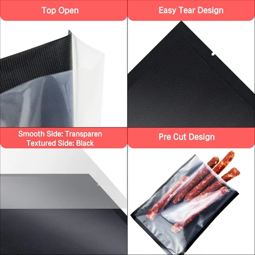 Miniatura 3 de CANLENPK - Bolsas de sellado al vacío de 6 x 8 pulgadas, parte trasera negra y parte delantera transparente, bolsa de almacenamiento de alimentos