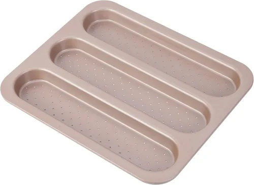 Miniatura 9 de Pan de baguette francés, bandeja perforada para hornear baguette de 2 panes, 14.75 x 9.45 pulgadas, sartén antiadherente ultraventilada para hornear