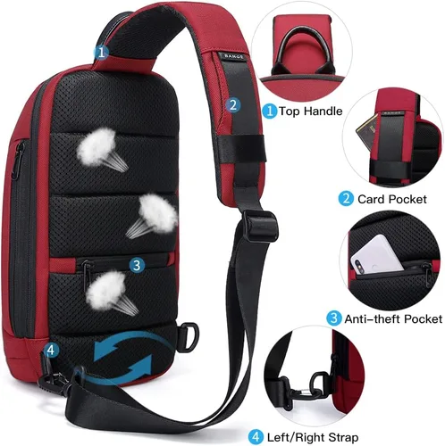 Miniatura 4 de BANGE Sling Bag, Waterproof Men's Chest Bag Shoulder bags Crossbody Sling Backpack for Men