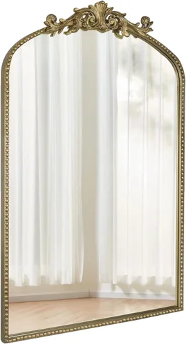 Miniatura 14 de Espejo de Pie Vintage Negro Antiguo Arqueado de Cuerpo Completo 22"X65", Espejo de Cuerpo Barroco Tradicional Elegante de Pie con Marco de Metal