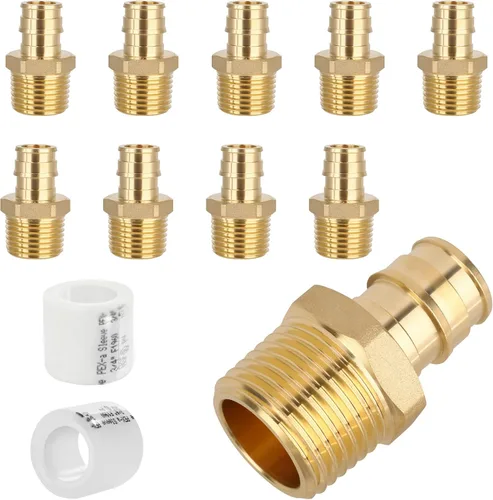 Miniatura 11 de Paquete de 5 YVSKM) 1/2" PEX-A Expansión × 1/2" Hembra NPT codo NPT, conexión roscada de flujo completo de latón sin plomo, certificado ASTM F1960