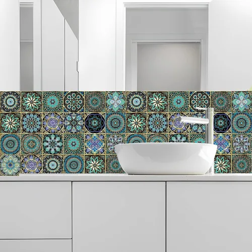 Miniatura 4 de 24 calcomanías para azulejos de despegar y pegar, decoración de bricolaje, calcomanías de azulejos de 4 x 4 en muro, impermeables, autoadhesivas