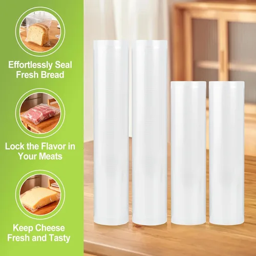Miniatura 6 de 4 rollos de bolsas selladoras al vacío compatibles con sellador al vacío Anova & FoodSaver, 11 pulgadas x 16.4 pies y 8.3 x 16.4 pies, sin BPA