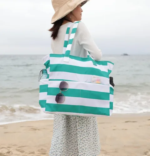 Miniatura 8 de Bolsa de playa y piscina para mujer, grande, bolsa de gimnasio con compartimento húmedo para viajes, impermeable