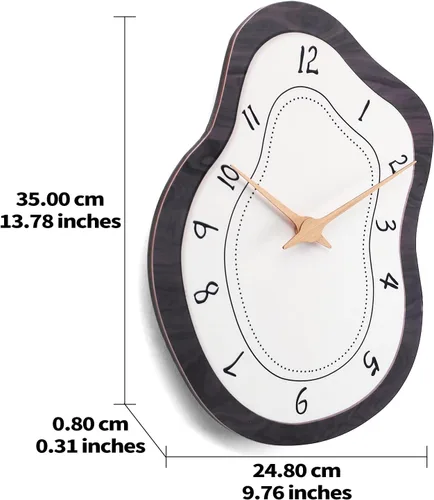 Miniatura 7 de Reloj de pared retro de mediados de siglo con forma irregular, silencioso sin tictac, funciona con pilas, 14 x 10 pulgadas, reloj de arte vintage