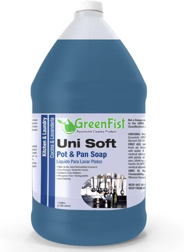 Miniatura 9 de GreenFist Jabón para platos profesional detergente líquido para ollas y sartenes, uso ligero o pesado (1 galón Unisoft) (1 galón verde)