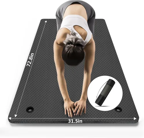 LFS Esterilla de yoga de 72.8" x 31.5" x 2/5 pulgadas de grosor con correa y bolsa, alfombrilla de entrenamiento extra ancha para mujeres y hombres,