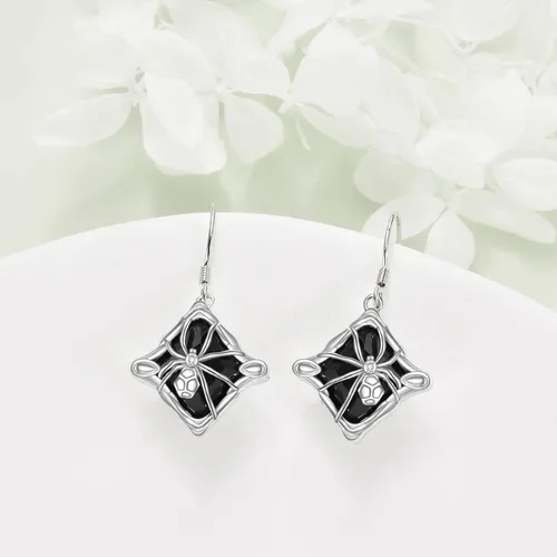 Miniatura 4 de Pendientes de corazón de brujas, rosa gótica, estetoscopio, calavera, plata de ley 925, joyería gótica de rosa negra para mujer
