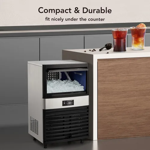 Miniatura 5 de Towallmark Máquina de hielo comercial, crea 90 libras en 24 horas, máquina de hielo comercial con capacidad de almacenamiento de hielo de 33 libras