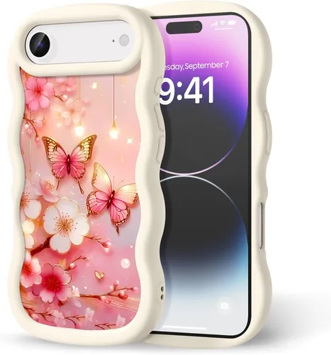 Miniatura 64 de Compatible con iPhone SE/8/7 Funda para Mujeres y Niñas, Marco Ondulado Rizado con Patrón Lindo, Estética Delgada Suave Silicona TPU Parachoques