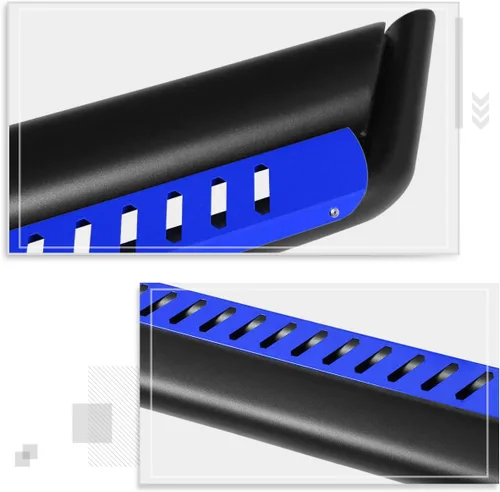 Miniatura 3 de PM PERFORMOTOR Estribo azul de 4 pulgadas de acero inoxidable con escalón lateral Nerf con peldaños caídos compatible con Jeep Wrangler JL Unlimited