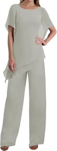 Miniatura 3 de JAEDEN Mother of the Bride Pantsuits Chiffon - Long Jumpsuits Sleeves Mother Groom