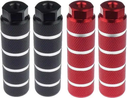 Miniatura 10 de 2 pares de reposapiés de aleación de aluminio para bicicleta de montaña, clavijas de acrobacias traseras, compatibles con ejes de 3/8 pulgadas Negro