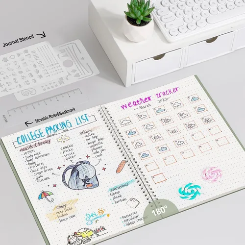 Miniatura 6 de AHGXG Diario de puntos, cuaderno en espiral de cuadrícula de puntos de 8.5 x 11 pulgadas, cuaderno de puntos grande A4, papel grueso de 3.53 oz/m²