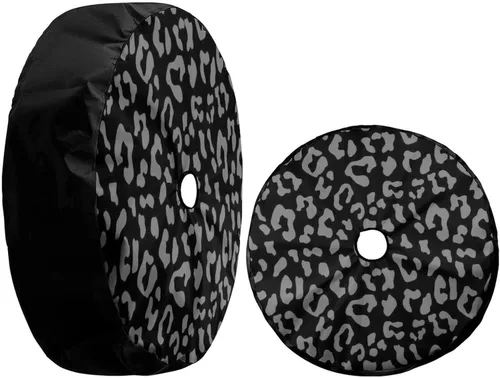 Miniatura 3 de Funda para neumático de repuesto con estampado de leopardo con orificio de cámara de respaldo para remolque, RV, SUV y muchos vehículos, 18 pulgadas