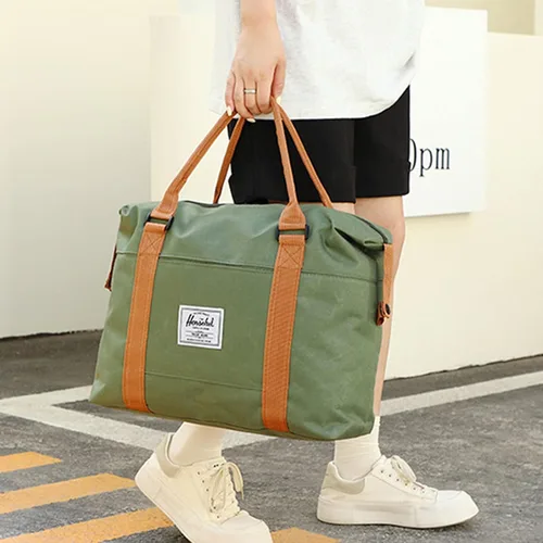 Miniatura 3 de Bolsa de viaje para artículos personales, bolsas de gimnasio expandibles, bolsas de lona para deportes y viajes de fin de semana, Verde, Grande