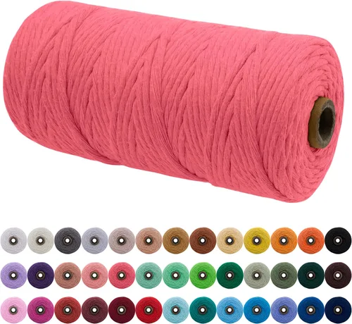 Miniatura 65 de JeogYong Cordón de macramé de un solo hilo 2mm x 164 yardas (492 pies) Cuerda de algodón suave, hilo de macramé 2 mm, suministros de macramé