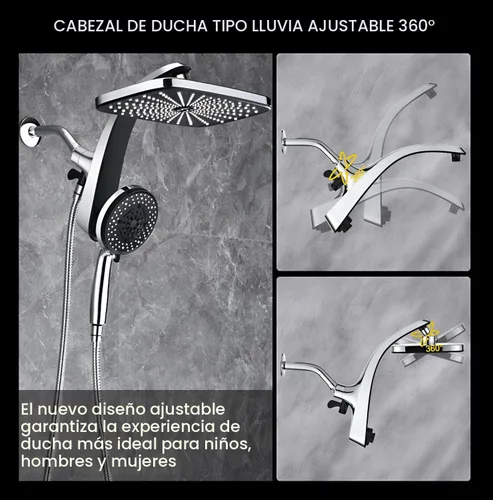 Miniatura 6 de BOZYBO Cabezal de ducha de lluvia con mano: cabezales de ducha de alta presión con combo de pulverización de mano, cabezal de ducha de lluvia de 12