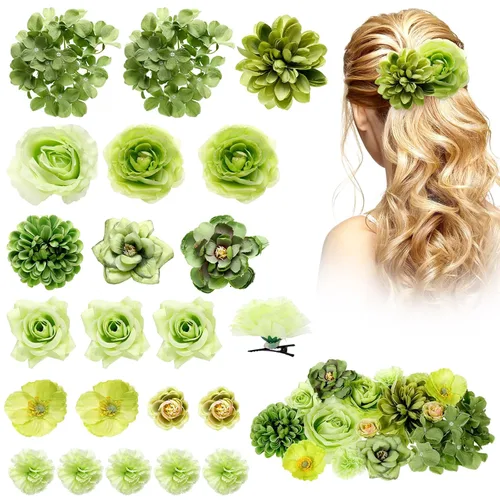 Miniatura 26 de BBTO 21 piezas pinzas para el pelo con diseño de flores, pasadores para el cabello con rosas, diademas para mujer, accesorios de flores, estilo Azul