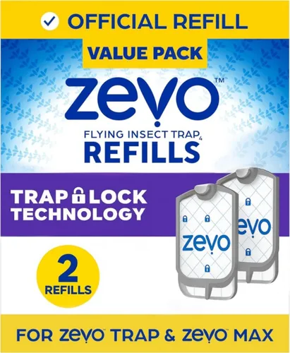Zevo Indoor Insect Trap Refills – 2-Pack Cartridges for Zevo Plug-in Devices – Catch Gnats, Fruit Flies & House Flies – Odorless, Mess-Free