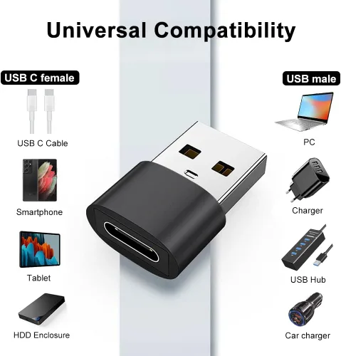 Miniatura 2 de Adaptador USB C hembra a USB macho, paquete de 3 unidades, adaptador USB tipo C a USB-A OTG compatible con iPhone 17/16/15 Samsung Galaxy