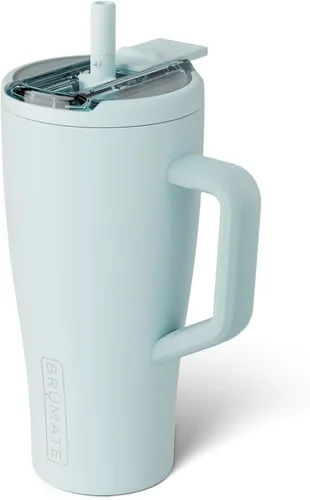 BrüMate Era Flip - Vaso de 30 onzas con tapa con pajilla cubierta 100 % a prueba de fugas, popote higiénico cubierto, botella de agua de acero