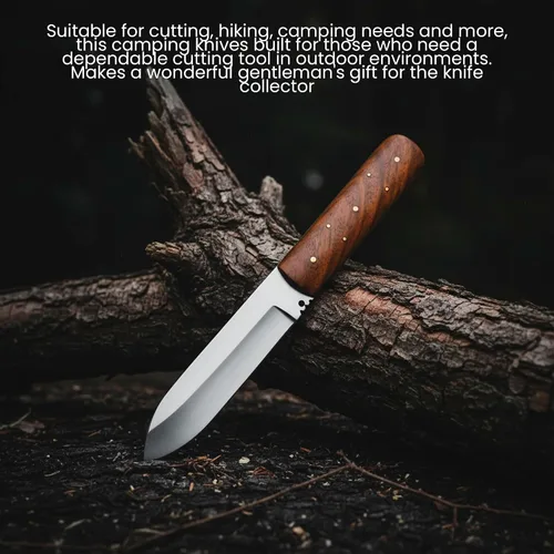 Miniatura 4 de SZCO Cuchillo de Caza Full Tang de 8 Pulgadas - Cuchillo de Campamento Clásico Patch con Mango de Madera de Burlwood, Hoja de Acero Inoxidable