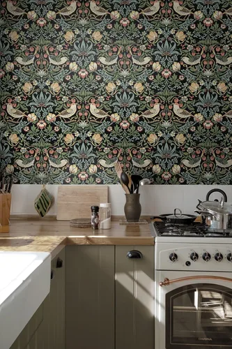 Miniatura 7 de NextWall Aves Garden - Papel tapiz autoadhesivo (ébano)