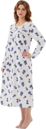 Miniatura 4 de Keyocean. - Camisón largo para mujer, de algodón, suave, ligero, ropa de dormir y de descanso para el verano.