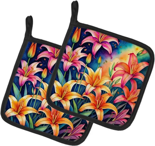 Miniatura 66 de Caroline's Treasures Juego de soportes para ollas de cocina coloridos de Asters, resistentes al calor, almohadillas calientes para cocinar, hornear