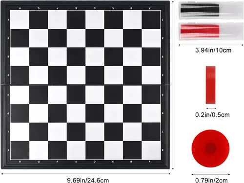 Miniatura 2 de Juego de mesa magnético de damas de viaje con tablero plegable, juguetes educativos familiares para niños y adultos