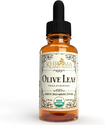 Khroma Herbal Products Hoja de olivo orgánica - Líquido de 2 oz en una botella de vidrio - 30 porciones
