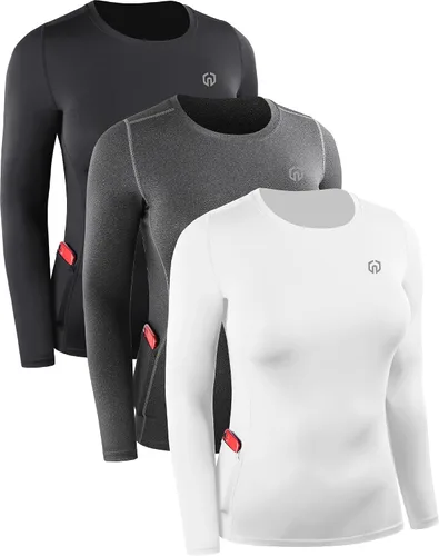 Miniatura 37 de NELEUS - Camisa deportiva de compresión atlética, de manga larga, para mujer, dry fit, paquete de 3