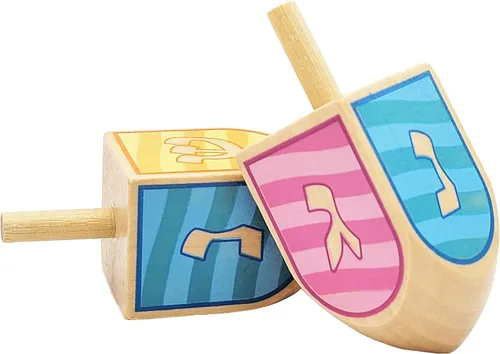 Miniatura 4 de The Dreidel Company Dreidels de Hanukkah de madera pintada a mano, extra grande, paquete de 2 diseños Ocean Dreidel Ocean Dreidel Design