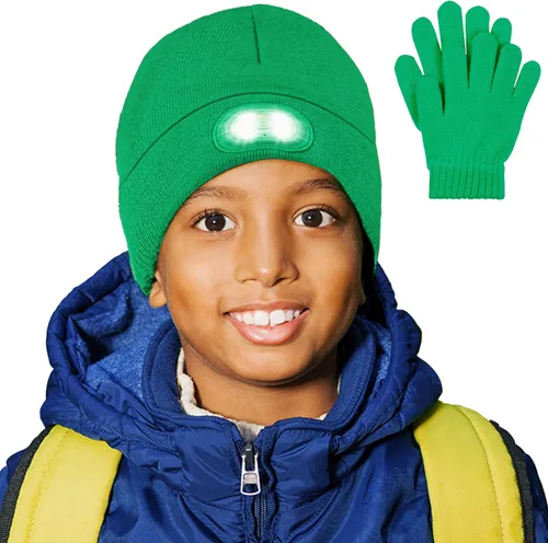 Miniatura 13 de HEAD LIGHTZ by Roq Innovation - Kids Beanie with Light & Glove Set - Unisex LED Beanie Hat with Light Built in, Rechargeable