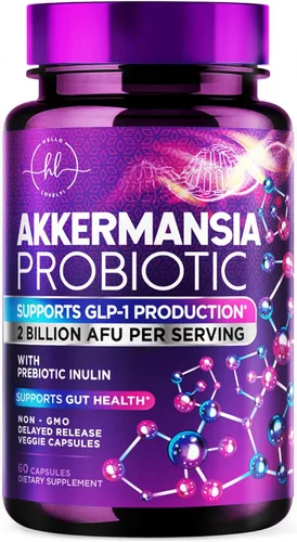 Akkermansia Probiótico – 2 mil millones de AFU por porción – La mejor cepa para soporte de producción de GLP-1 con fibra prebiótica para la salud
