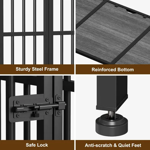 Miniatura 5 de Easycom Mueble plegable para perros de 43 pulgadas, no se ensambla para perros, jaulas decorativas para interiores, jaulas XL para perros grandes