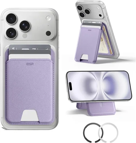 Miniatura 11 de ESR para cartera MagSafe con soporte, bloqueo RFID con anillo MagSafe, tarjetero de 5 tarjetas para estuche de teléfono, cartera magnética de cuero