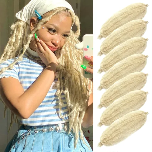 Miniatura 21 de Marley Twist - Cabello trenzado de 16 pulgadas, cabello afro trenzado elástico, paquete de 7 paquetes, cabello rizado rizado ombré, marrón Marrón