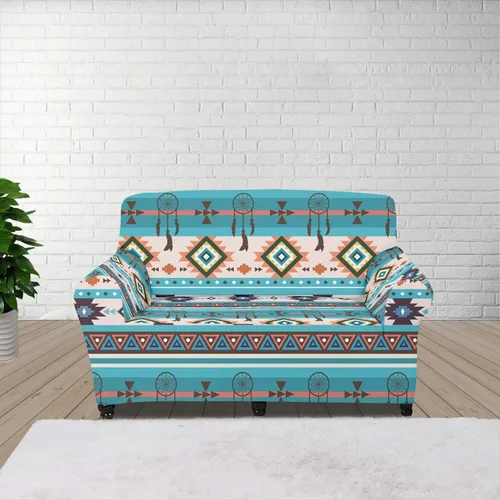 Miniatura 9 de Funda de sofá de alta elasticidad con patrón de geometría azteca atrapasueños, acogedor protector de sofá apto para sofá de 1 cojín, accesorios