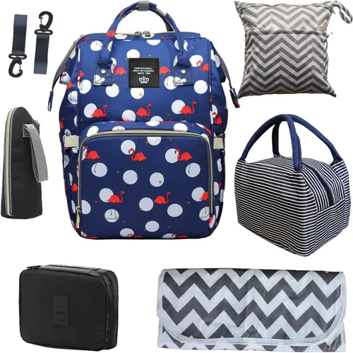 Juego de bolsa de pañales, mochila multifunción para el cuidado del bebé para mamá papá, gran capacidad, mochila de viaje unisex, azul, (blue #2),