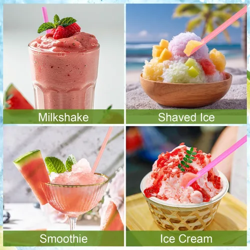 Miniatura 3 de SHERCHPRY 150 popotes desechables de cuchara para bebidas de granizado y cono de nieve, pajitas de cuchara de plástico para batidos de leche, tazas