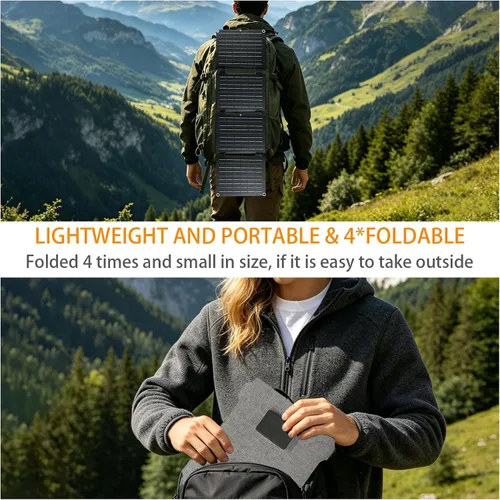 Miniatura 8 de Panel solar plegable portátil de 30 W, cargador solar de 4 pliegues con salidas USB QC3.0 y CC, cargador de panel solar impermeable lPx4
