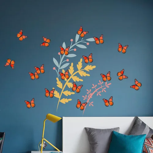 Miniatura 8 de AQUEENLY 24 piezas de mariposas monarca, mariposas naranjas para manualidades, mariposas falsas de primera calidad, decoración de pared