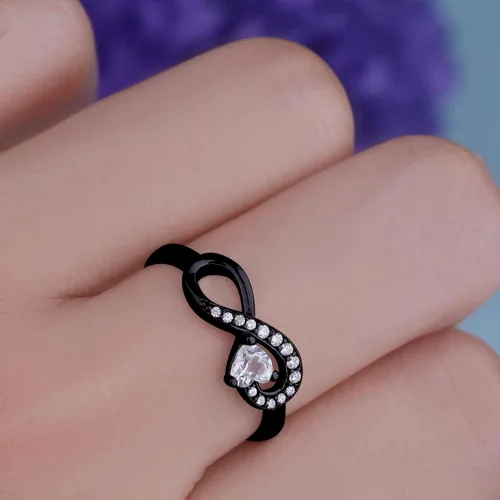 Miniatura 24 de Anillo Jo Wisdomo de compromiso. de plata esterlina, con corazón e infinito, anillo de amistad, para ella